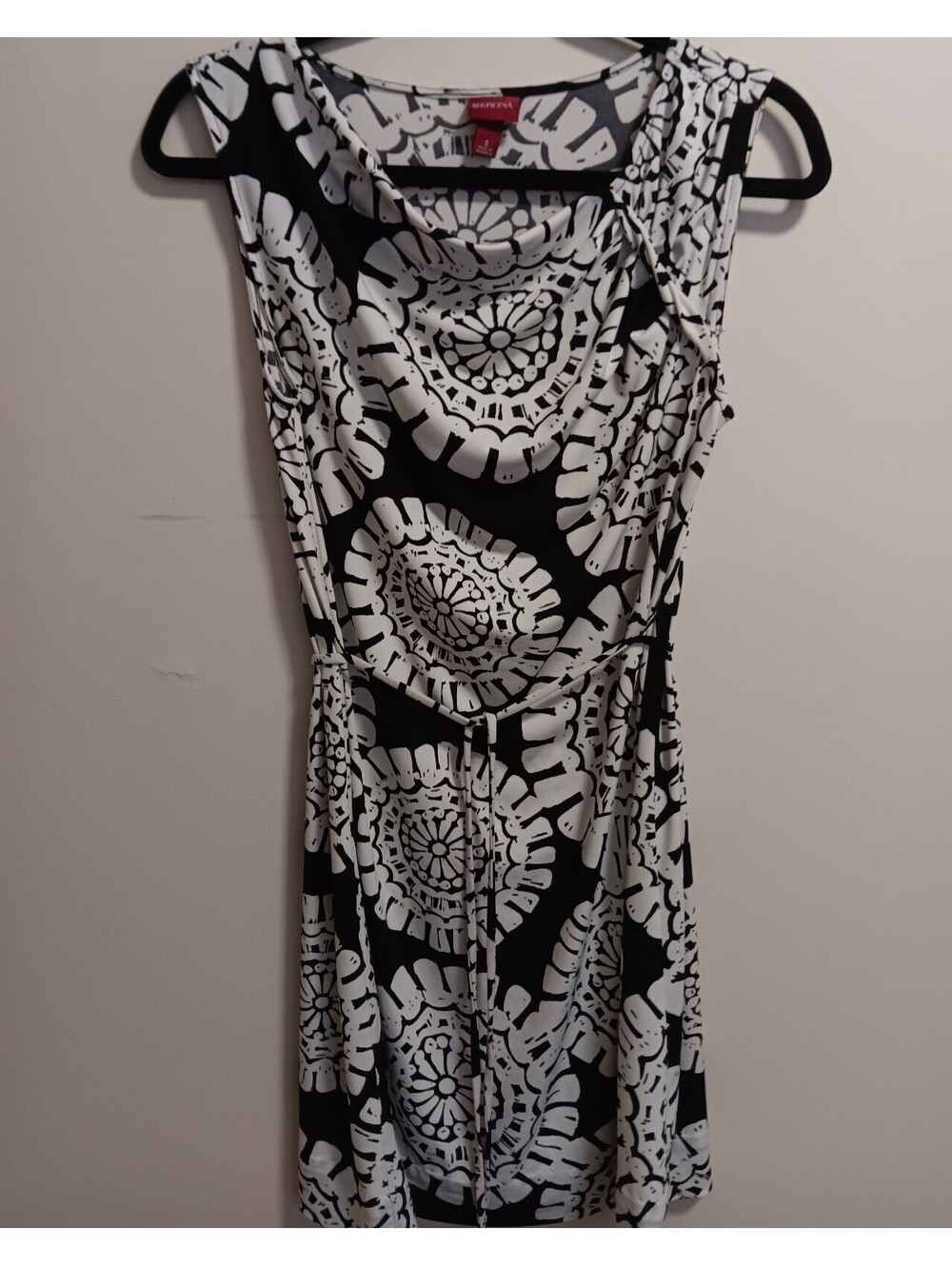 Women's black and white medallion print dress